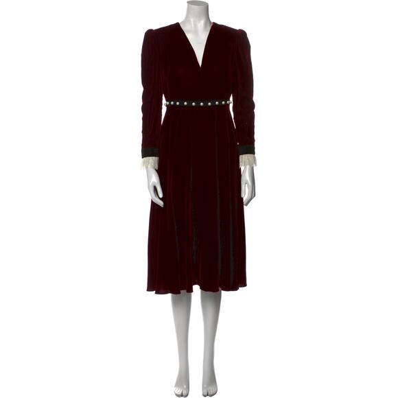 Philosophy Di Lorenzo Serafini Purple Acetate V-Neck Midi Length Dress Size 2 - Picture 1 of 5